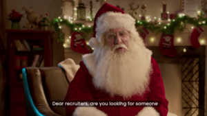 This christmas ad is in fact Santa’s video resume to explore other ‘job opps’