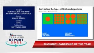 Thought Leadership of the Year: Wayne Deakin’s insight into rethinking brand experience