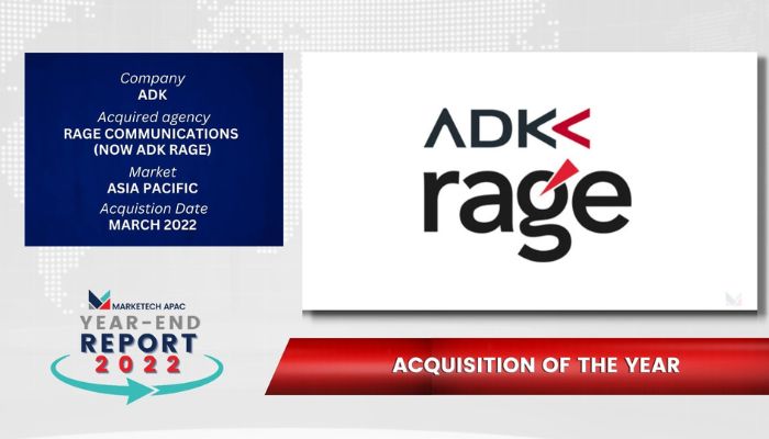 Acquisition of the Year: ADK’s acquisition of Rage Communications