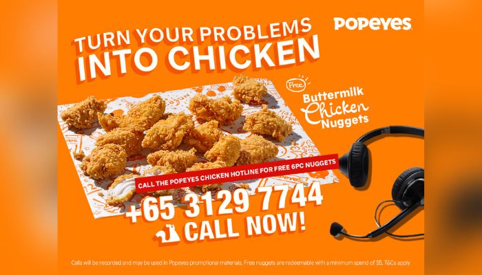 Want some chicken? Popeye’s Singapore gives you some—by venting out your woes